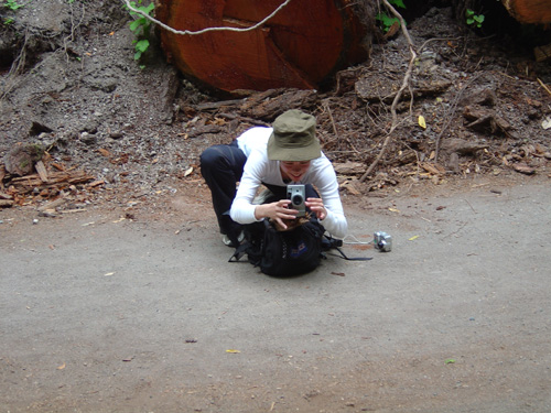 kathy setting up a shot